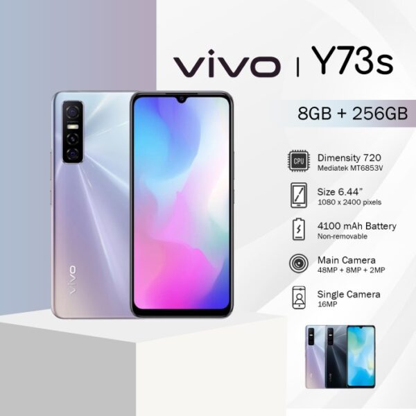 Vivo Y73s 8GB RAM + 256GB Storage, 48MP AI Triple Camera, 33W Fast Charging